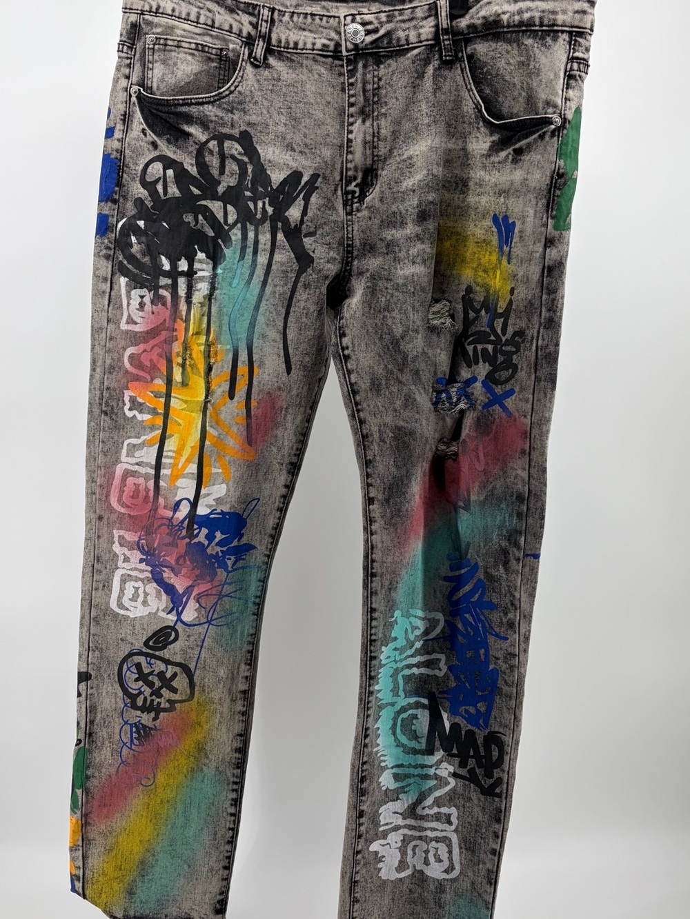 DD2 Men's Designer Graffiti "King" Jeans D'andijieshen Jeans, Size 40 D444
